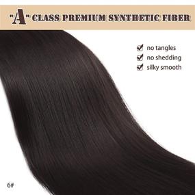 img 1 attached to BARSDAR Drawstring Ponytail Extensions, 12 Inch Synthetic Straight Ponytail Hairpiece In Darkest Brown For Women And Girls, Fluffy Yaki Clip-In Hair Extensions