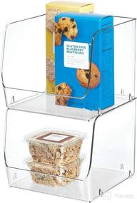 img 1 attached to 📦 Extra Large Clear Stacking Organizer Bins for Kitchen, Pantry, Office, Bathroom - iDesign Linus