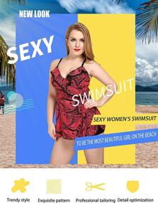 img 3 attached to Swimsuit Bathing Tankini Swimwear Floral Women's Clothing via Swimsuits & Cover Ups