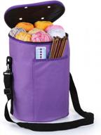 lemeso purple yarn storage bag - portable knitting organizer tote with dividers for unfinished projects, crochet hooks, needles & accessories logo