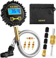 azuno 150 psi digital tire pressure gauge with 12-inch steel hose - ideal for cars and bikes логотип