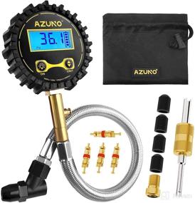 img 4 attached to AZUNO 150 PSI Digital Tire Pressure Gauge with 12-inch Steel Hose - Ideal for Cars and Bikes