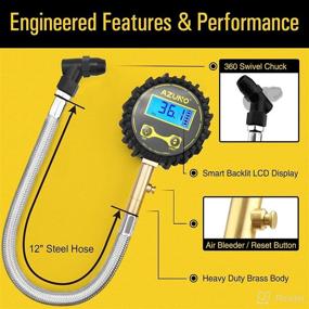 img 3 attached to AZUNO 150 PSI Digital Tire Pressure Gauge with 12-inch Steel Hose - Ideal for Cars and Bikes