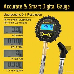 img 2 attached to AZUNO 150 PSI Digital Tire Pressure Gauge with 12-inch Steel Hose - Ideal for Cars and Bikes