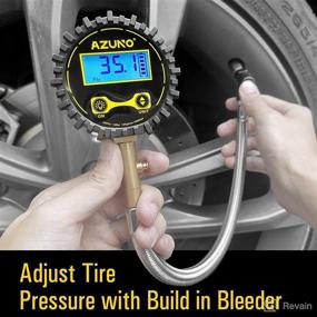 img 1 attached to AZUNO 150 PSI Digital Tire Pressure Gauge with 12-inch Steel Hose - Ideal for Cars and Bikes