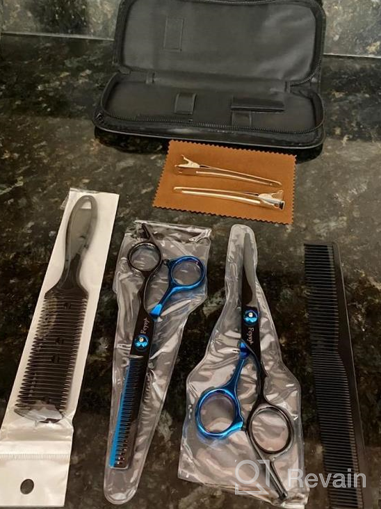 img 1 attached to Fcysy Professional Hair Cutting Scissors Kit - Haircut Shears Set, Barber Scissors, Blending Shears For Home & Salon Use By Hairdressers review by Jennifer Duncan