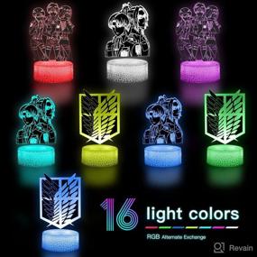 img 3 attached to 🎁 Attack on Titan Toys 3D Anime Lamp - Ideal Birthday & Xmas Gifts for Boys, Girls, and Kids Room Decor - 3 Patterns & 16 Colors Change