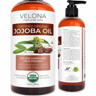 usda certified organic jojoba oil 8oz with pump - 100% pure natural golden unrefined cold pressed hexane free for moisturizing face hair body skin care stretch marks cuticles логотип