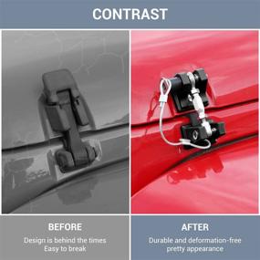 img 3 attached to 🔒 CheroCar Jeep Wrangler JK Locking Hood Latch Catch Kit - Stainless Steel (2007-2017, Black with Lock)