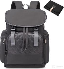 img 4 attached to 🎒 Waterproof Diaper Bag Backpack with Velcro Interlayer & USB Changing Mat – Stroller Straps, Perfect Baby Shower Gift! Stylish Travel Casual Back Pack for Moms (12L*7W*17H), Black