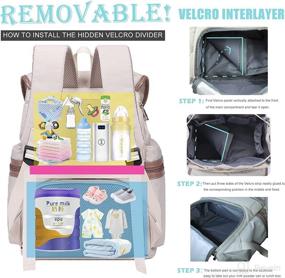 img 3 attached to 🎒 Waterproof Diaper Bag Backpack with Velcro Interlayer & USB Changing Mat – Stroller Straps, Perfect Baby Shower Gift! Stylish Travel Casual Back Pack for Moms (12L*7W*17H), Black