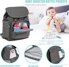 img 2 attached to 🎒 Waterproof Diaper Bag Backpack with Velcro Interlayer & USB Changing Mat – Stroller Straps, Perfect Baby Shower Gift! Stylish Travel Casual Back Pack for Moms (12L*7W*17H), Black