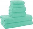 experience ultimate comfort with moonqueen ultra soft towel set - 6 pcs, aqua green - perfect for bath, fitness, yoga, and travel needs logo