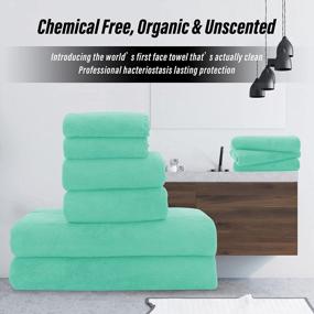 img 1 attached to Experience Ultimate Comfort With MOONQUEEN Ultra Soft Towel Set - 6 Pcs, Aqua Green - Perfect For Bath, Fitness, Yoga, And Travel Needs