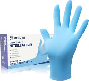 img 4 attached to 🧤 INFIMOR Powder-Free Nitrile Gloves, Size S-XL, Box of 100, 3 mil Thickness, Latex Free Disposable Gloves - Ideal for Light Duty Tasks