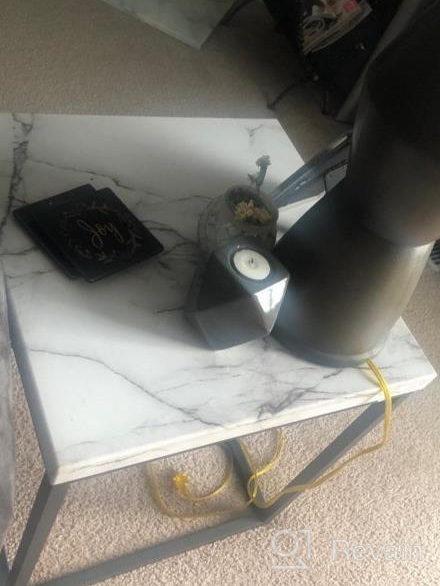 img 1 attached to Stylish Faux Marble End Table For Living Room And Bedroom - Black Metal Frame review by Charles Notti