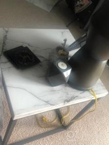 img 8 attached to Стильный столик из искусственного мрамора для гостиной и спальни - черный металлический каркас
