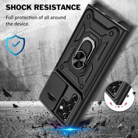 img 2 attached to DONWELL For Galaxy S22 Ultra 5G Case With Magnetic Ring Kickstand And Camera Cover, Military Grade Shockproof Protective Case For Samsung Galaxy S22 Ultra 6.8Inch (Black, S22 Ultra 6.8Inch)