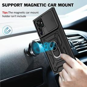 img 3 attached to DONWELL For Galaxy S22 Ultra 5G Case With Magnetic Ring Kickstand And Camera Cover, Military Grade Shockproof Protective Case For Samsung Galaxy S22 Ultra 6.8Inch (Black, S22 Ultra 6.8Inch)