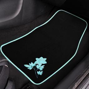 img 1 attached to 🚗 Upgrade Your Ride with August Auto Universal Fit Flower 4PC Carpet Car Floor Mats – Mint, Suitable for Sedan, SUVs, Truck, Vans!