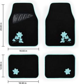 img 3 attached to 🚗 Upgrade Your Ride with August Auto Universal Fit Flower 4PC Carpet Car Floor Mats – Mint, Suitable for Sedan, SUVs, Truck, Vans!