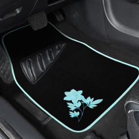 img 2 attached to 🚗 Upgrade Your Ride with August Auto Universal Fit Flower 4PC Carpet Car Floor Mats – Mint, Suitable for Sedan, SUVs, Truck, Vans!