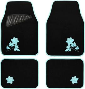 img 4 attached to 🚗 Upgrade Your Ride with August Auto Universal Fit Flower 4PC Carpet Car Floor Mats – Mint, Suitable for Sedan, SUVs, Truck, Vans!