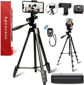 img 4 attached to 📸 Apeocose 55-inch Cell Phone Tripod with 3-Way Head, Wireless Remote, and Lightweight Laser Level/Camera Tripod - 360 Degree Rotatable Phone Mount, iPhone Stand for Video Recording, Photography, Vlogging