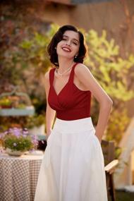 img 2 attached to 1950S Pinup Style Vintage Wrap Tank Top With Adjustable Straps And V-Neck For Women In Summer