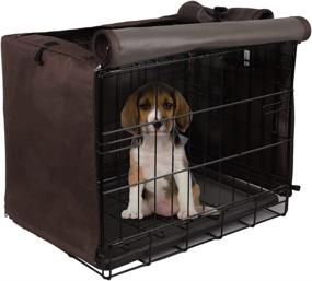 img 4 attached to Seamander Dog Crate Cover - Durable Polyester Kennel Cover for 18-48 inch Wire Crates (22 Inch, Brown) - Universal Fit