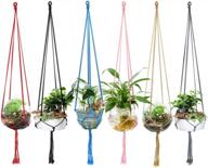 wituse macrame plant hanger hanging planter colorful plant hanger flower pot plant holder for indoor outdoor decorations (4 legs, 35 inches, 6 colors mixed pack) logo