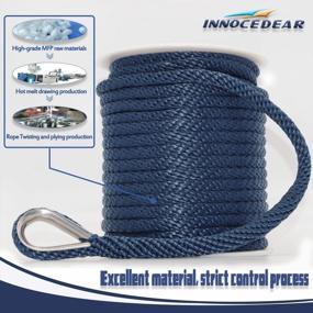 img 3 attached to Premium Navy Braided Anchor Line - INNOCEDEAR 3/8" X 100' Solid Braid MFP Boat Rope With Stainless Steel Thimble - Quality Marine Rope For Boats And Accessories