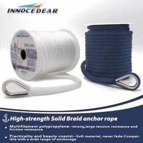 img 1 attached to Premium Navy Braided Anchor Line - INNOCEDEAR 3/8" X 100' Solid Braid MFP Boat Rope With Stainless Steel Thimble - Quality Marine Rope For Boats And Accessories