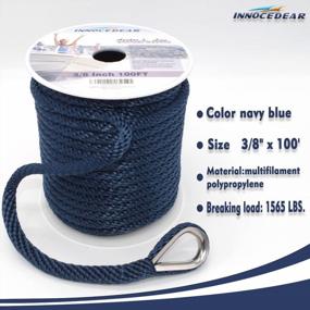 img 4 attached to Premium Navy Braided Anchor Line - INNOCEDEAR 3/8" X 100' Solid Braid MFP Boat Rope With Stainless Steel Thimble - Quality Marine Rope For Boats And Accessories