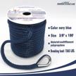 premium navy braided anchor line - innocedear 3/8" x 100' solid braid mfp boat rope with stainless steel thimble - quality marine rope for boats and accessories logo