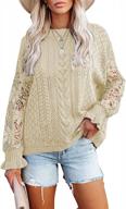 bdcoco womens long sleeve lace crochet knit sweaters crewneck hollow out pullover jumper tops logo