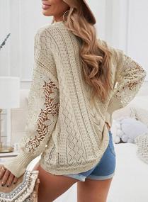 img 1 attached to Bdcoco Womens Long Sleeve Lace Crochet Knit Sweaters Crewneck Hollow Out Pullover Jumper Tops