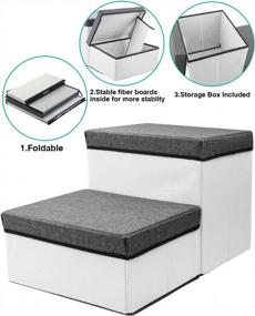 img 1 attached to Foldable Pet Stairs - 2 Steps For Small To Medium Dogs/Cats, Up To 50Lbs - Ideal For High Beds & Sofa - TNELTUEB