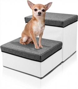 img 4 attached to Foldable Pet Stairs - 2 Steps For Small To Medium Dogs/Cats, Up To 50Lbs - Ideal For High Beds & Sofa - TNELTUEB
