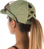 women's ponytail baseball cap with side buttons - funky junque criss cross hat logo