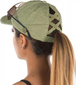 img 4 attached to Women'S Ponytail Baseball Cap With Side Buttons - Funky Junque Criss Cross Hat