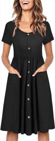 img 4 attached to OUGES Women'S V Neck Button Down Skater Dress With Pockets - Stylish & Comfortable