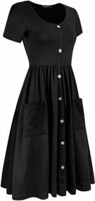 img 2 attached to OUGES Women'S V Neck Button Down Skater Dress With Pockets - Stylish & Comfortable