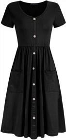 img 3 attached to OUGES Women'S V Neck Button Down Skater Dress With Pockets - Stylish & Comfortable