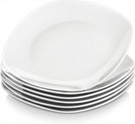 набор из 6 фарфоровых квадратных обеденных тарелок malacasa elisa, 9,7-дюймовых белых сервировочных тарелок для пасты, салатов, десертов и многого другого логотип