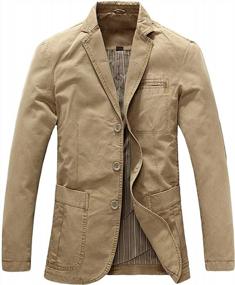 img 2 attached to Chouyatou Men'S Cotton Twill Suit Jacket - Three-Button Stripe Lined Casual
