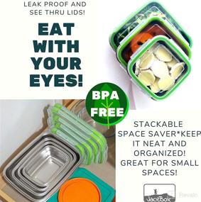 img 3 attached to 🥪 JaceBox Stainless Steel Containers - Set of 3 Leak Proof Bento Box Airtight Freezer Safe BPA FREE Metal Boxes with New Snap On Latch Lids - Great for Sandwiches, Salads & Snacks - Ideal for Adults, Kids