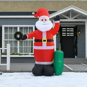 img 3 attached to 8Ft Inflatable Santa Claus With Toy Bag And LED Lights: Outdoor Christmas Decoration By HOMCOM