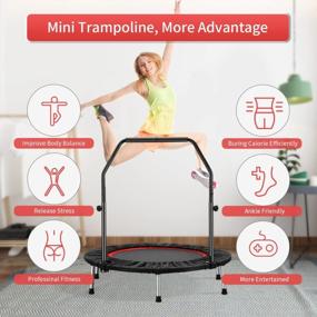 img 1 attached to ZENOVA 40: Foldable Mini Trampoline For High-Intensity Indoor Workouts With Adjustable Bar And 330LBS Weight Capacity