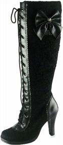 img 1 attached to Gothic Chic: Demonia Women'S GLAM-240 Lace-Up Knee Boots With Mini Platform And Bow Detail